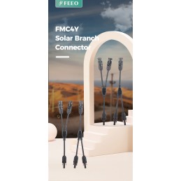 FMC4Y-2 Connettori solari, giunzione a Y, cavo adattatore fotovoltaico parallelo, (1 x M/FF+1 x F/MM)
