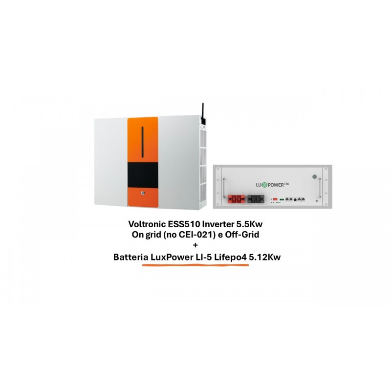 Voltronic ESS510 5.5kw inverter on grid (no CEI-021) and off-grid + battery LuxPower Li-5 lifepo4 5.12kw