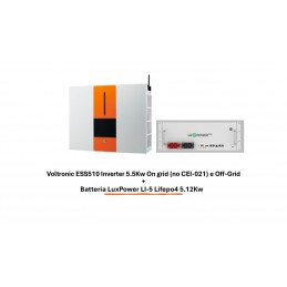 Voltronic ESS510 Inverter 5.5Kw On grid (no CEI-021) e Off-Grid + Batteria LuxPower LI-5 Lifepo4 5.12Kw
